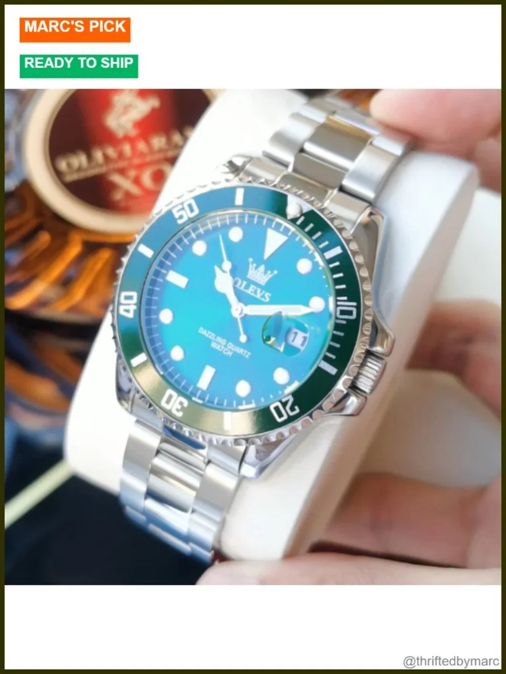 Quartz Analog Watch with Stainless Steel Strap, Luminous Hands, Date Display